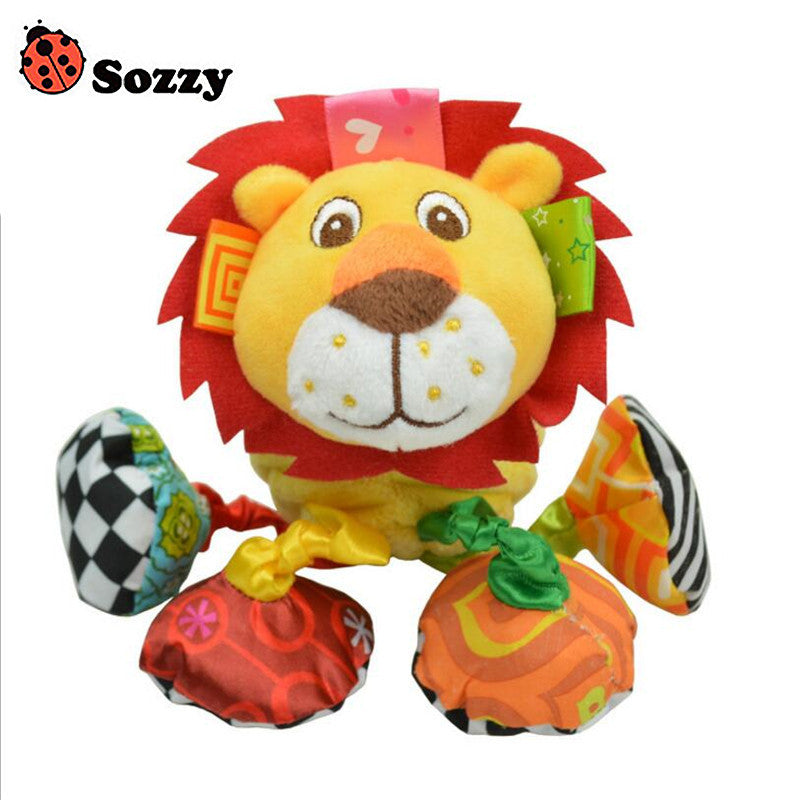 Sozzy Baby Vibrated Plush Animal Lion Toy Rattle Crinkle Sound 18cm Soft Stuffed Multicolor