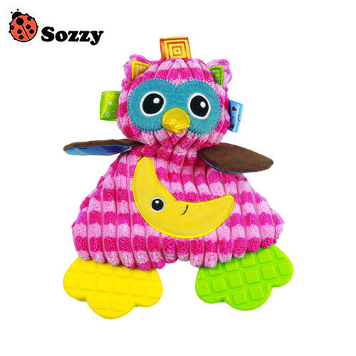 Sozzy Soft Baby Handkerchief Toy Teether Crinkle Sound Rattle Plush Toy 0M Owl Girl Dog