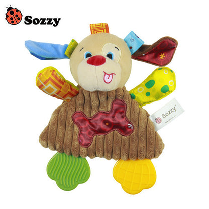 Sozzy Soft Baby Handkerchief Toy Teether Crinkle Sound Rattle Plush Toy 0M Owl Girl Dog