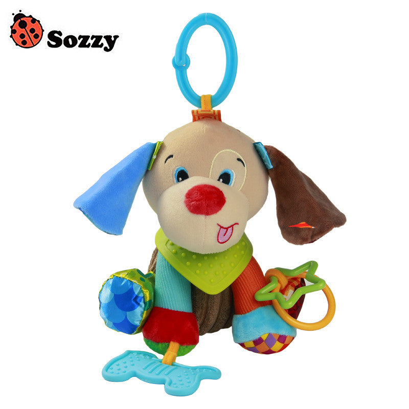 Sozzy Baby Buddies Placate Activity Stuffed Plush Dog Teether Toy 20cm Multicolor Multifunction