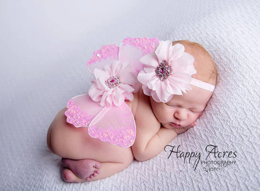 New Design Newborn Photography Props Infant Costume Outfit Butterfly Wings Flower