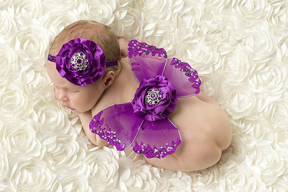 New Design Newborn Photography Props Infant Costume Outfit Butterfly Wings Flower