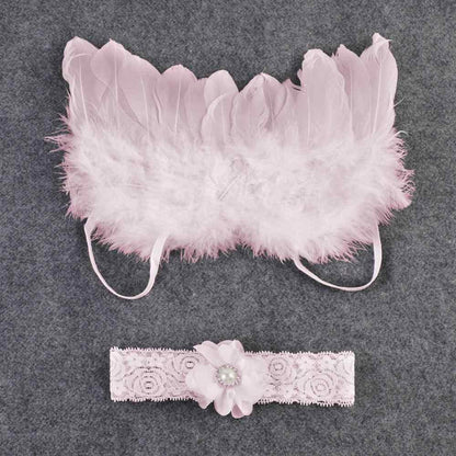 Fancy Cute Newborn Photography Props Feather Headband & Angel Wings Flowers