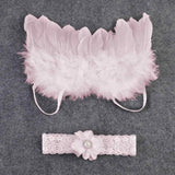 Fancy Cute Newborn Photography Props Feather Headband & Angel Wings Flowers