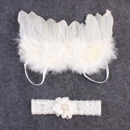 Fancy Cute Newborn Photography Props Feather Headband & Angel Wings Flowers