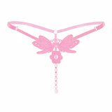 Embroidery Butterfly Sexy G-string Women Underwear Beading Sexy Low Waist