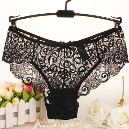 Mileegirl Women's Sexy Lace Panties With Big Size,S-XL Soft Floral Bow High-Crotch Transparent
