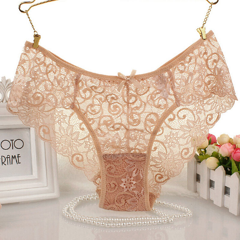 Mileegirl Women's Sexy Lace Panties With Big Size,S-XL Soft Floral Bow High-Crotch Transparent