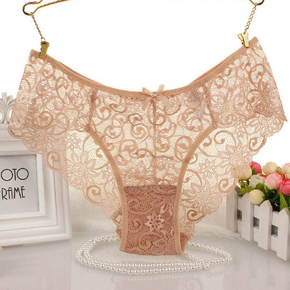 Mileegirl Women's Sexy Lace Panties With Big Size,S-XL Soft Floral Bow High-Crotch Transparent