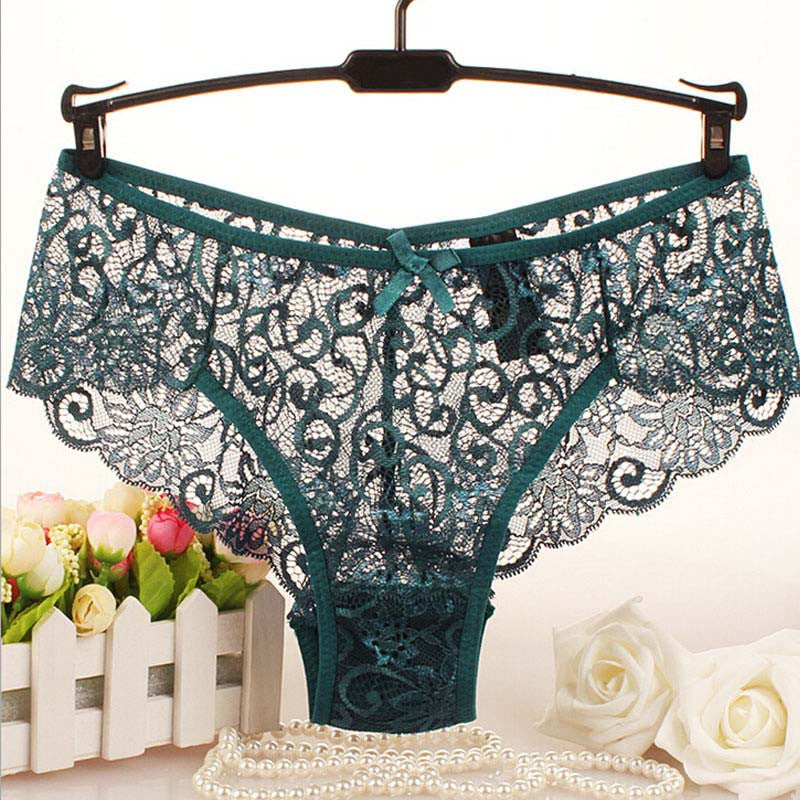Mileegirl Women's Sexy Lace Panties With Big Size,S-XL Soft Floral Bow High-Crotch Transparent