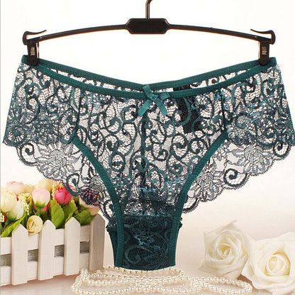 Mileegirl Women's Sexy Lace Panties With Big Size,S-XL Soft Floral Bow High-Crotch Transparent