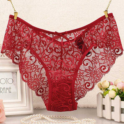 Mileegirl Women's Sexy Lace Panties With Big Size,S-XL Soft Floral Bow High-Crotch Transparent