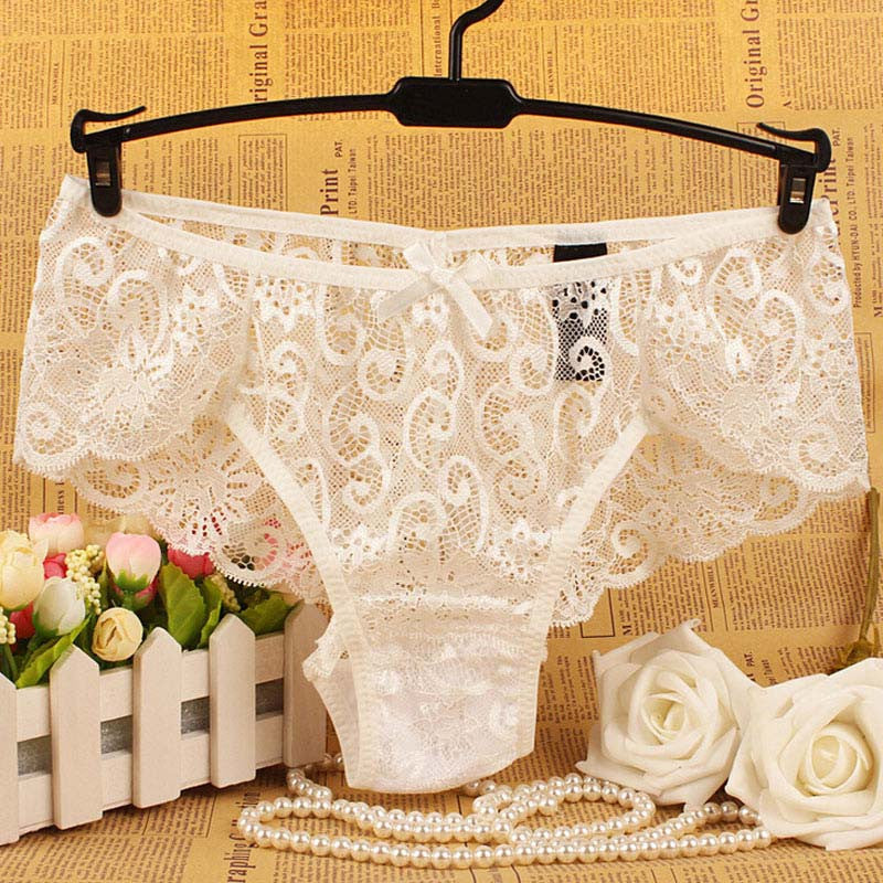 Mileegirl Women's Sexy Lace Panties With Big Size,S-XL Soft Floral Bow High-Crotch Transparent
