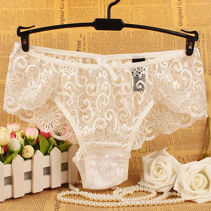 Mileegirl Women's Sexy Lace Panties With Big Size,S-XL Soft Floral Bow High-Crotch Transparent