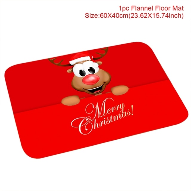 C90D Merry Christmas Door Mat Santa Claus Reindeer Pattern Bathroom Water