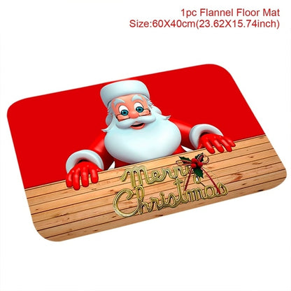C90D Merry Christmas Door Mat Santa Claus Reindeer Pattern Bathroom Water
