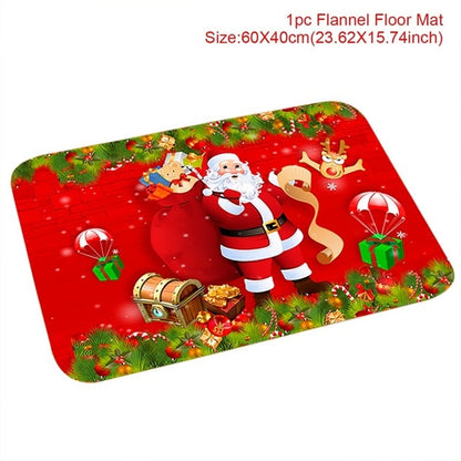 C90D Merry Christmas Door Mat Santa Claus Reindeer Pattern Bathroom Water