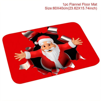C90D Merry Christmas Door Mat Santa Claus Reindeer Pattern Bathroom Water