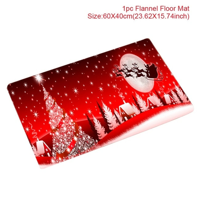 C90D Merry Christmas Door Mat Santa Claus Reindeer Pattern Bathroom Water