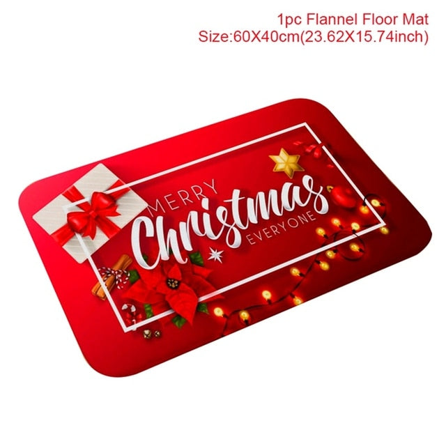 C90D Merry Christmas Door Mat Santa Claus Reindeer Pattern Bathroom Water