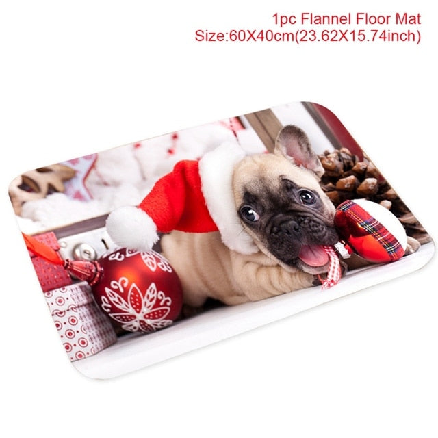 C90D Merry Christmas Door Mat Santa Claus Reindeer Pattern Bathroom Water