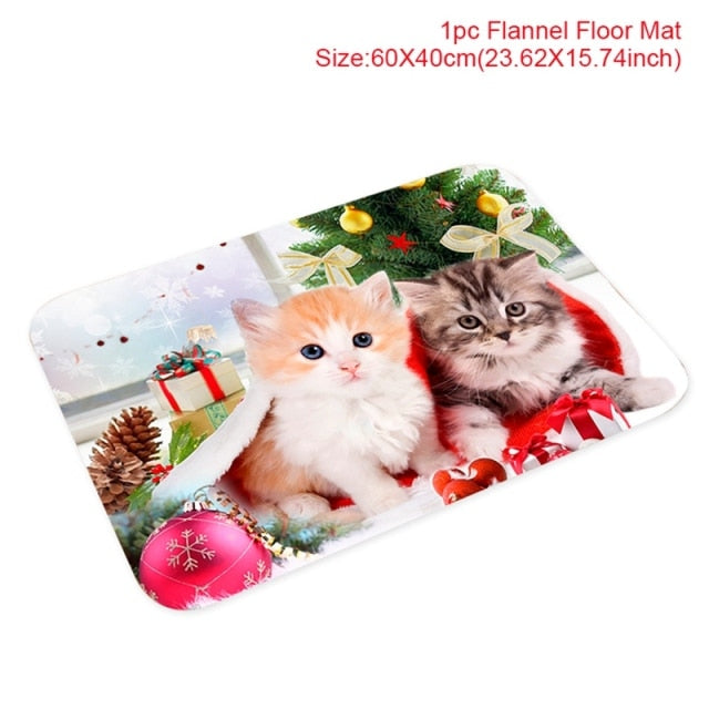 C90D Merry Christmas Door Mat Santa Claus Reindeer Pattern Bathroom Water