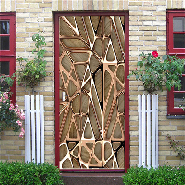 2PCS/SET Door Sticker PVC Self-adhesive Waterproof 3D Removable Home Decor