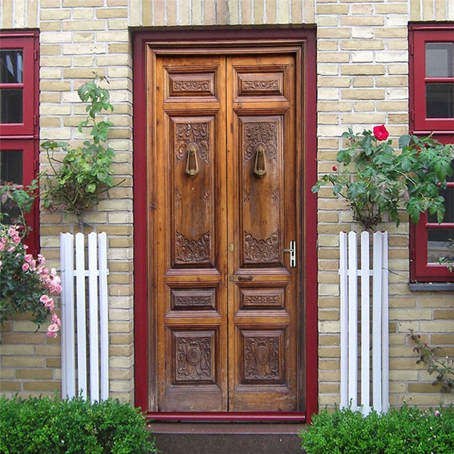 2PCS/SET Door Sticker PVC Self-adhesive Waterproof 3D Removable Home Decor