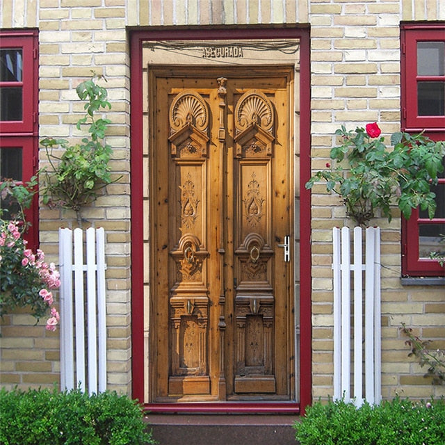 2PCS/SET Door Sticker PVC Self-adhesive Waterproof 3D Removable Home Decor