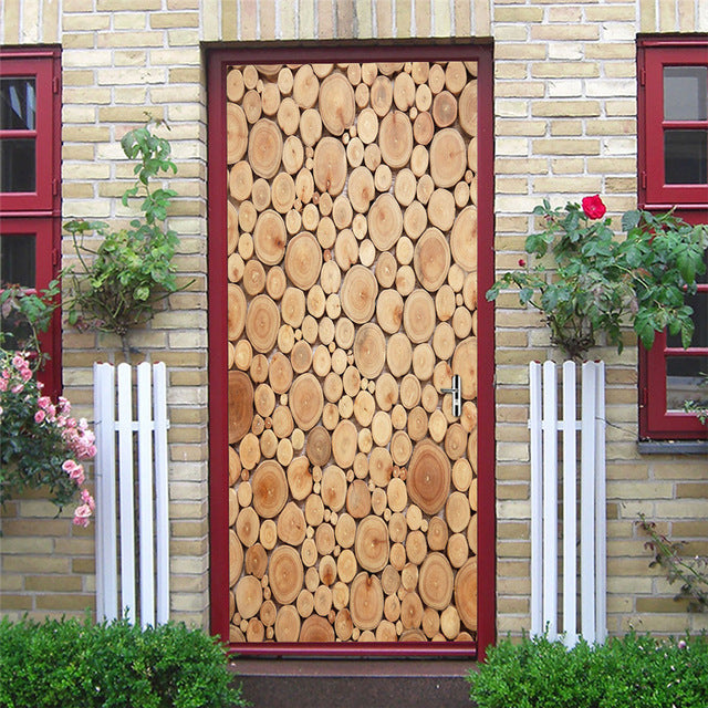 2PCS/SET Door Sticker PVC Self-adhesive Waterproof 3D Removable Home Decor