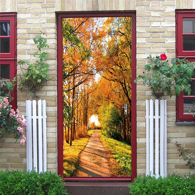 2PCS/SET Door Sticker PVC Self-adhesive Waterproof 3D Removable Home Decor