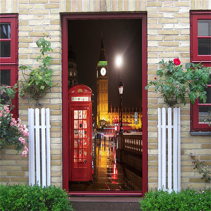 2PCS/SET Door Sticker PVC Self-adhesive Waterproof 3D Removable Home Decor