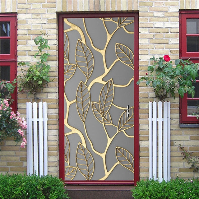 2PCS/SET Door Sticker PVC Self-adhesive Waterproof 3D Removable Home Decor