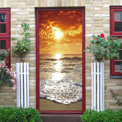 2PCS/SET Door Sticker PVC Self-adhesive Waterproof 3D Removable Home Decor
