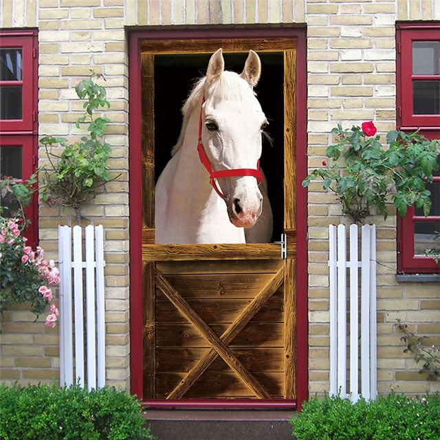 2PCS/SET Door Sticker PVC Self-adhesive Waterproof 3D Removable Home Decor