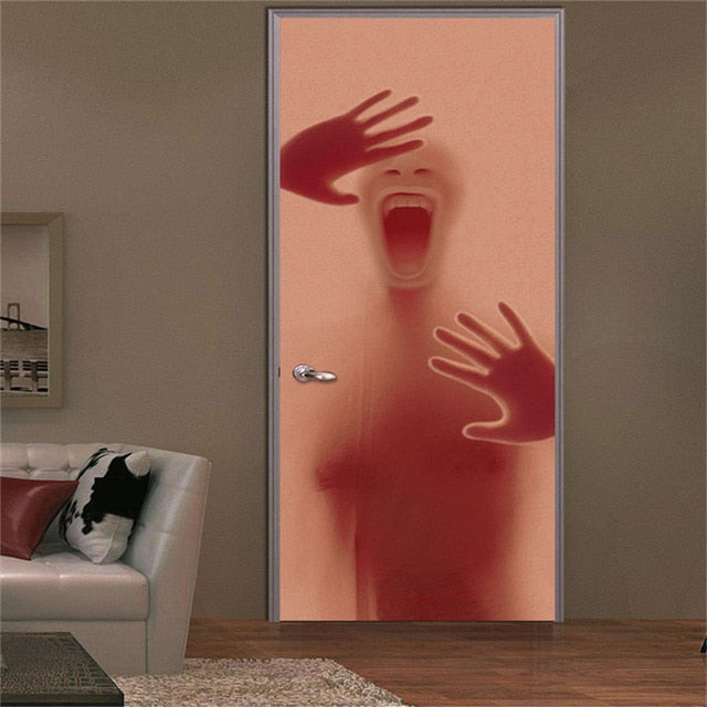 2PCS/SET Door Sticker PVC Self-adhesive Waterproof 3D Removable Home Decor