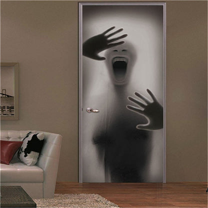 2PCS/SET Door Sticker PVC Self-adhesive Waterproof 3D Removable Home Decor