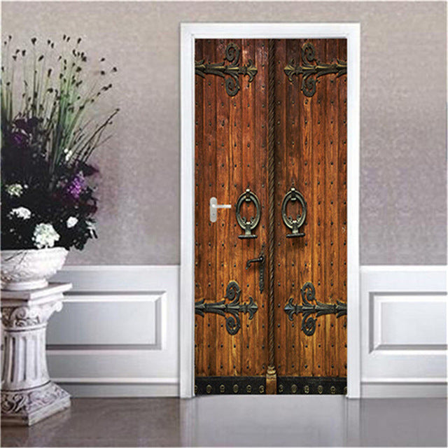 2PCS/SET Door Sticker PVC Self-adhesive Waterproof 3D Removable Home Decor