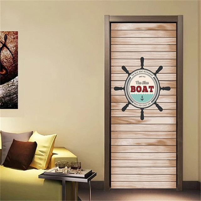 2PCS/SET Door Sticker PVC Self-adhesive Waterproof 3D Removable Home Decor