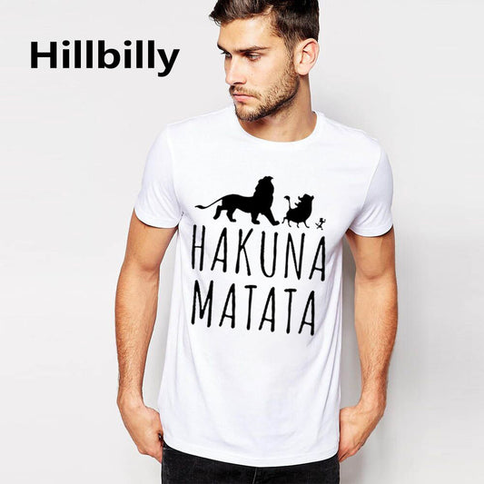 Cotton T-Shirts HAKUNA MATATA Men's Big Size T Shirts Short Sleeve Slim Fit Fashion