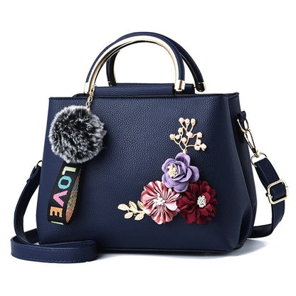 Fashion Leather Women's Shoulder Bags Women Casual Wild Retro Lock Embroidery Designer Handbag.