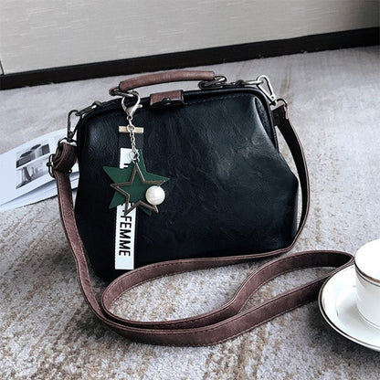 Fashion Leather Women's Shoulder Bags Women Casual Wild Retro Lock Embroidery Designer Handbag.