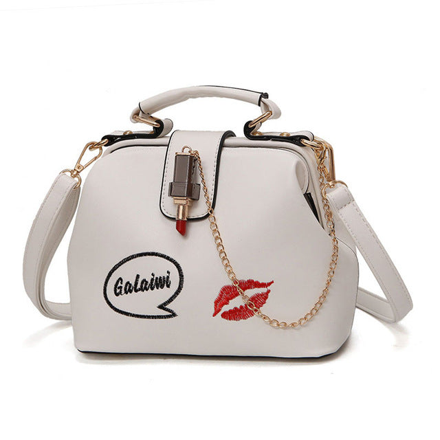 Fashion Leather Women's Shoulder Bags Women Casual Wild Retro Lock Embroidery Designer Handbag.