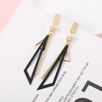 2020 Korean Long Statement Geometric Triangle Tassel Dangle Drop Earrings