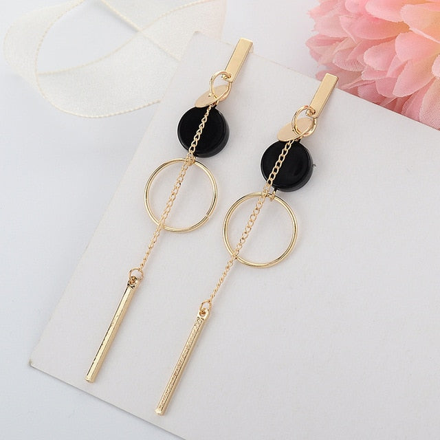 2020 Korean Long Statement Geometric Triangle Tassel Dangle Drop Earrings