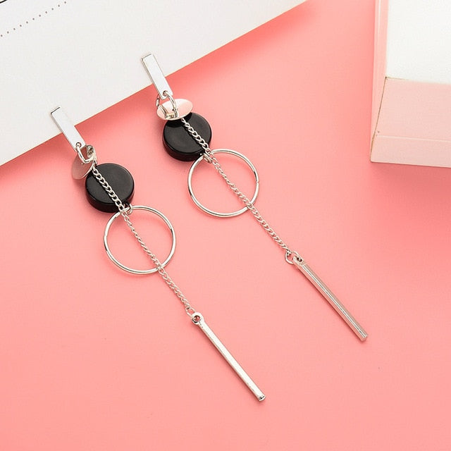 2020 Korean Long Statement Geometric Triangle Tassel Dangle Drop Earrings
