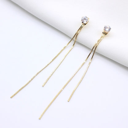 2020 Korean Long Statement Geometric Triangle Tassel Dangle Drop Earrings