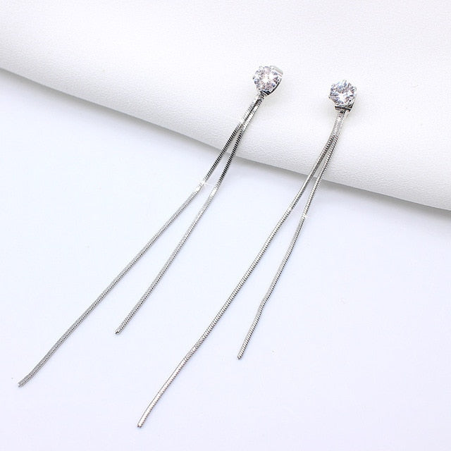 2020 Korean Long Statement Geometric Triangle Tassel Dangle Drop Earrings