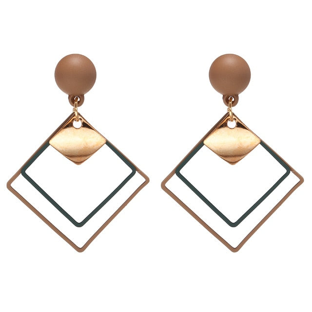 2020 Korean Long Statement Geometric Triangle Tassel Dangle Drop Earrings