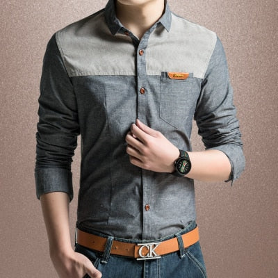MIACAWOR Original Design Men Shirt High Quality Casual Shirts Slim Fit Long sleeve